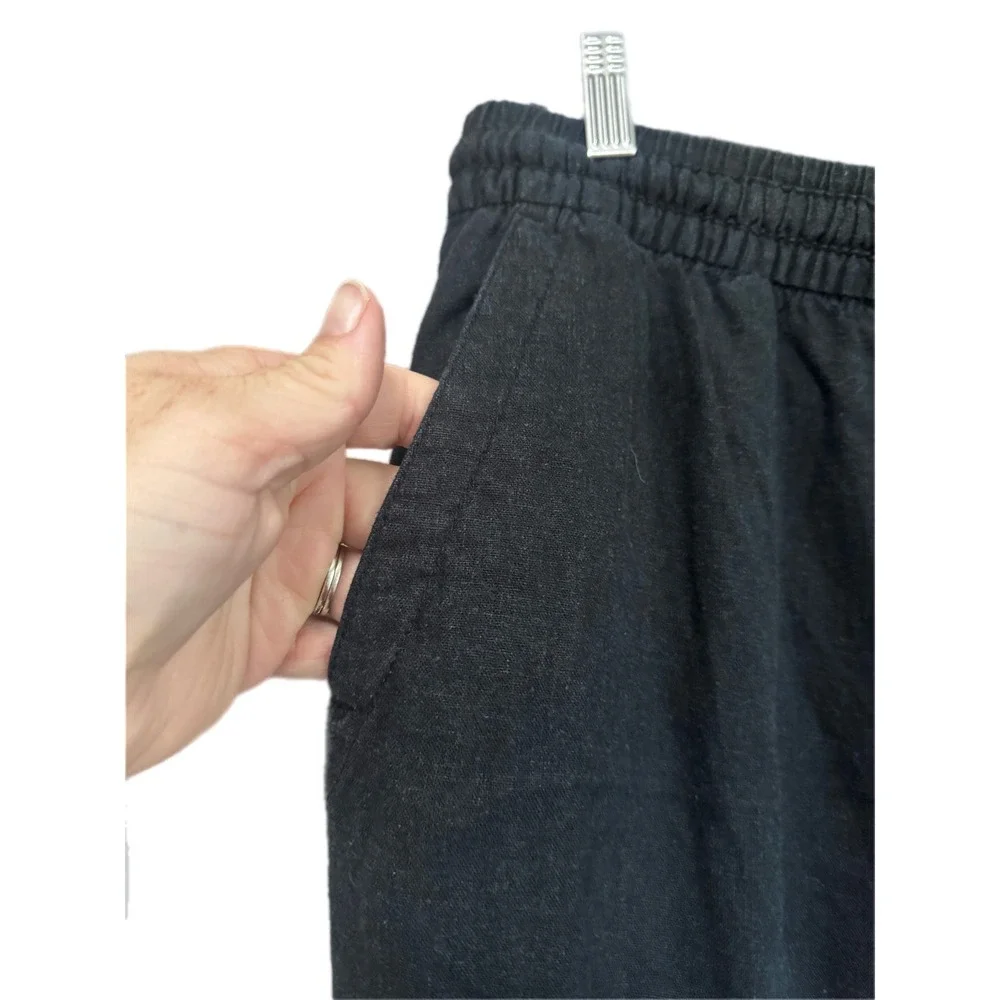 Old Navy Linen Blend Pants Womens Large Black Excellent Drawstring Straight Leg - Picture 3 of 6